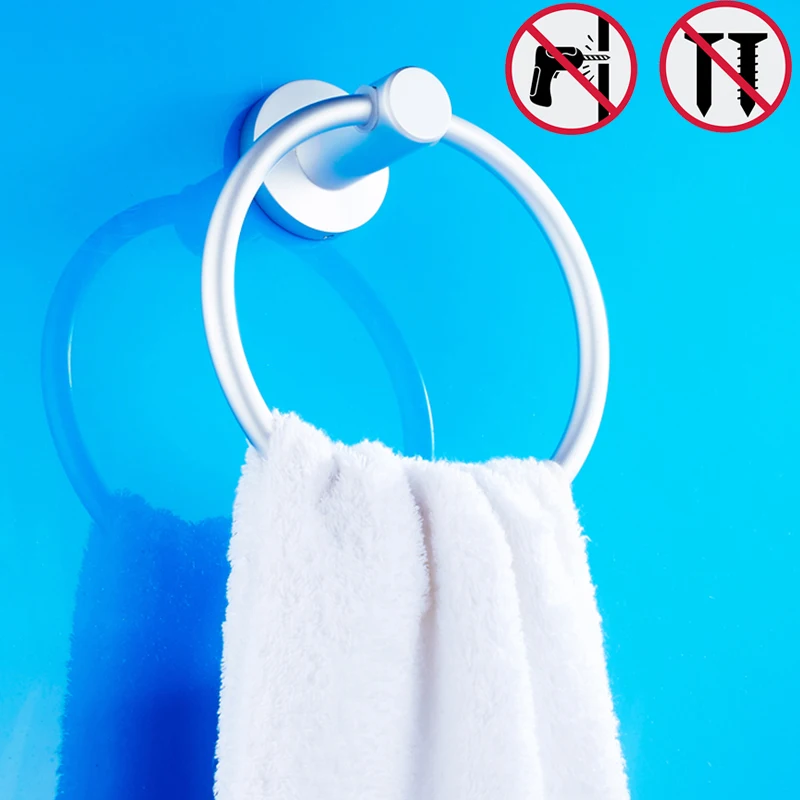 

Nail free Lavatory Towel Holder vogue Towel Ring Towel Bar Bathroom Accessories Never Rust Towel Rings