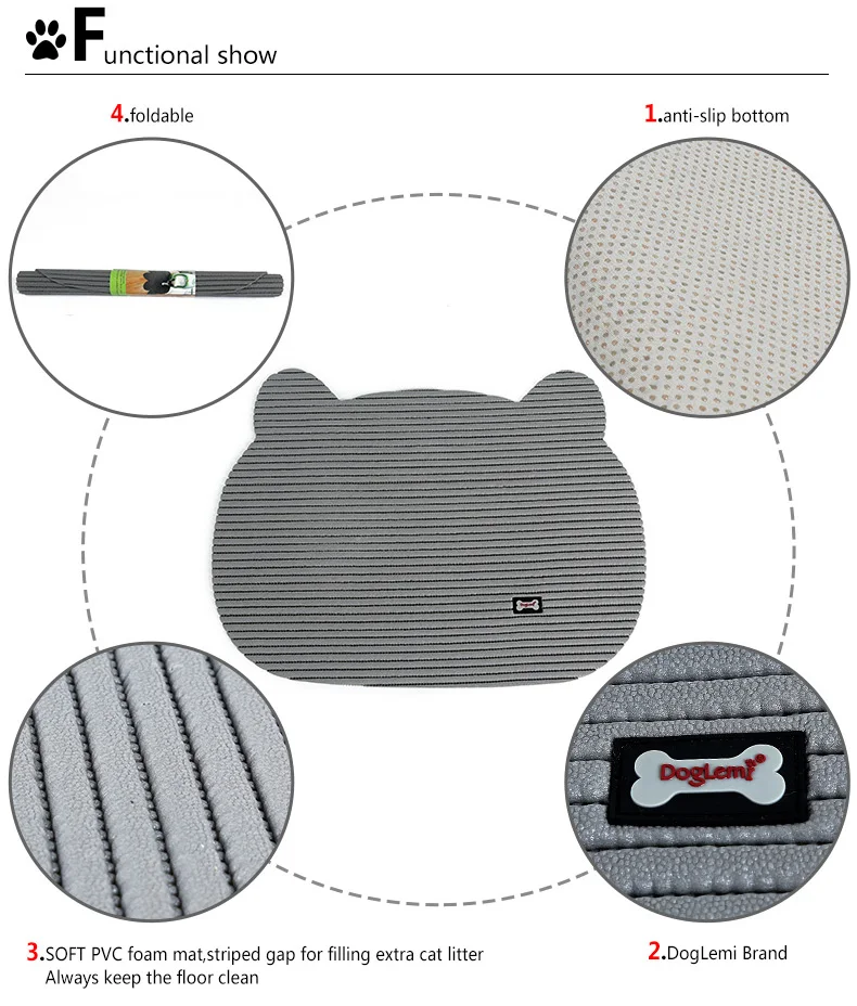 Нескользящие резиновые подстилка блокировки Коврики наполнитель для кошачьего туалета захвата коврик для домашних животных Еда коврик