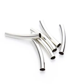 

35pcs /lot 35mm Length Rhodium Color Curved Tube Spacer Beads Connectors Beads For DIY Bracelet Jewelry Material F2508