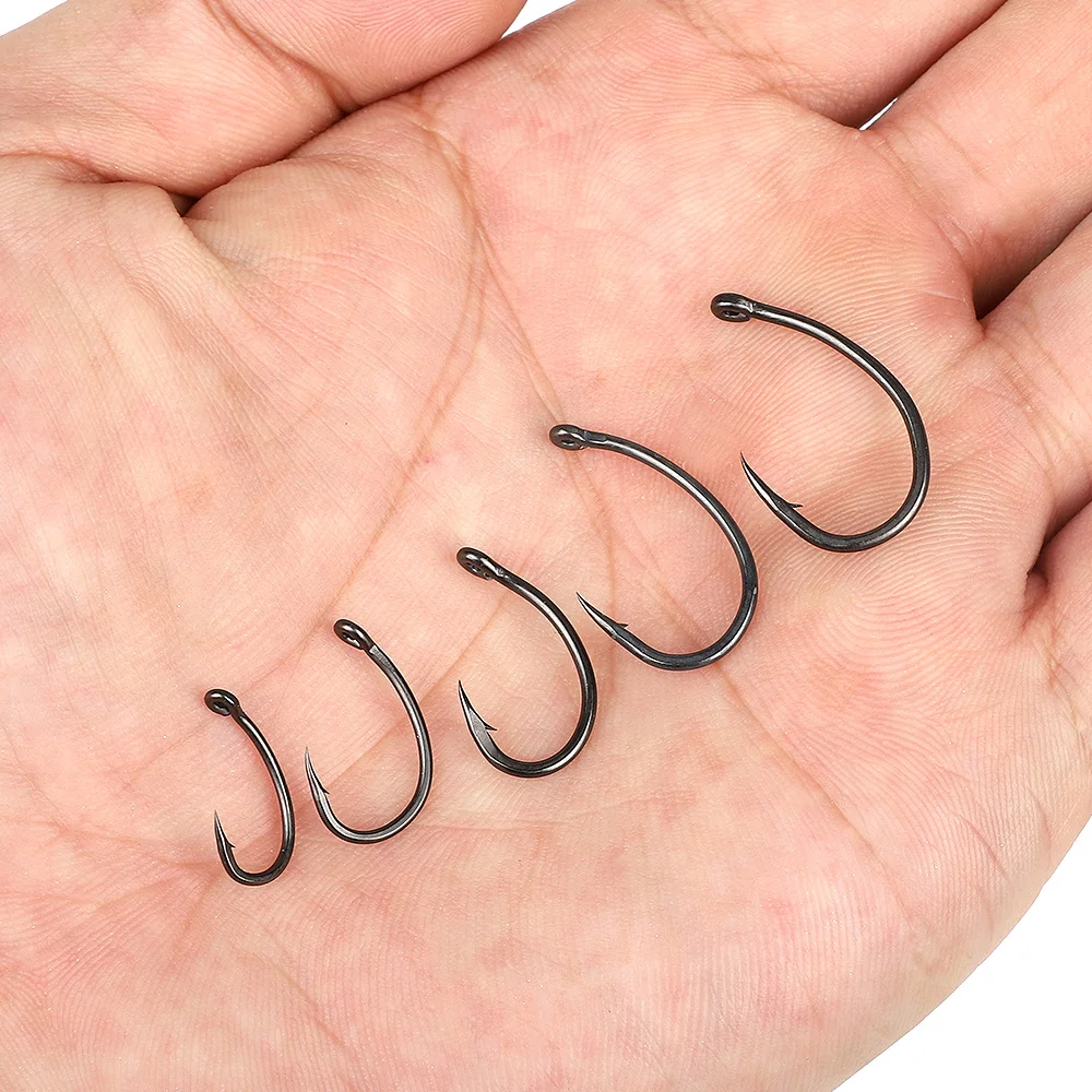 DONQL 1020pcs Barbed Fishing Hooks Set Curve Circle Fishhook Teflon Coated Fly Fishing Carp Hook For Fish Sea Accessories (10)