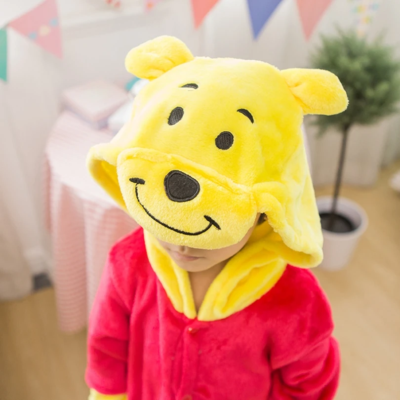 

Kid's Kugurumi Onesie Animal Cartoon Winnie Bear Cosplay Costume Flannel Pajama One Piece Boy Girl Child pyjama Sleep Suit
