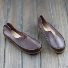 Shoes Woman Flats Slip on Loafers Genuine Leather Round toe Flat Shoes Women Spring Autumn Footwear 2017(968-3)
