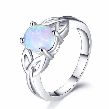

925 Sterling Silver White Fire Opal Wedding Rings High Quality Silver Hollow Leaves Rings For Women 2018