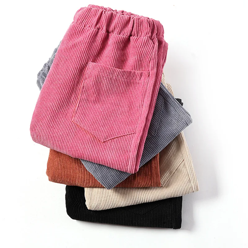 

Corduroy pants female loose Korean spring new straight student Harlan nine casual pants DJ007
