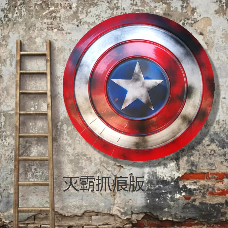 

Avengers Endgame Captain America Steve Rogers Shield Cosplay Prop Metal Battle Damage Metal Hanging Decorations Room Decor