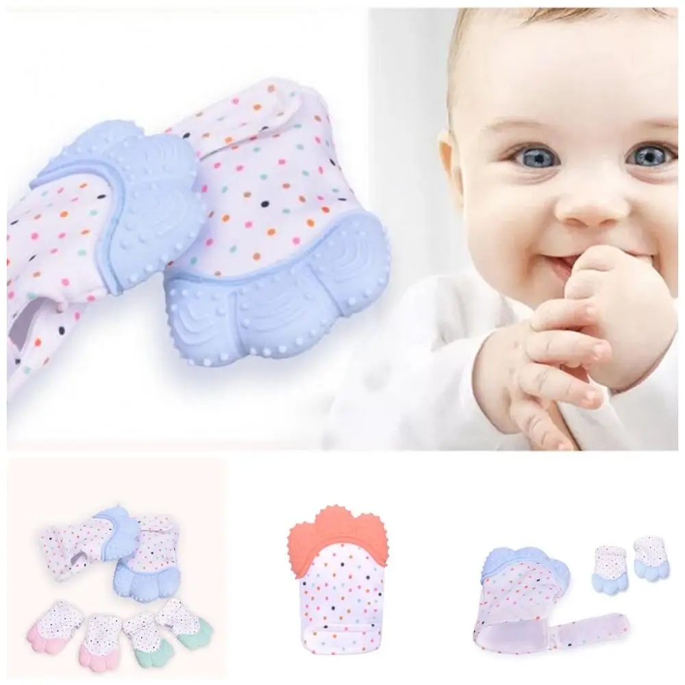 

Baby Silicone Mitts Teething Mitten Glove Sound Anti-bite Teether Toddler Chewable Nursing Mittens Teether GL01 Thumb Toy