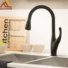 Quyanre-robinet de cuisine à retrait unique, robinet mitigeur d'eau chaude et froide pivotant à 360 degrés, noir mat