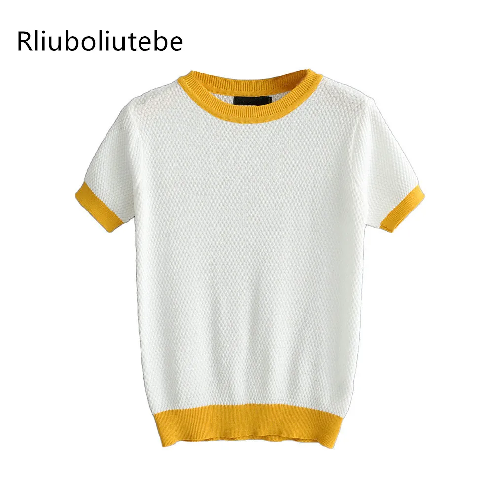 

casual knit blouse women short sleeve o neck retro short white ladies knitted blouse summer autumn blusas mujer tops 2019