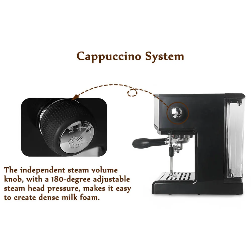 15 Bar Semi-automatic Espresso Coffee Maker Machine EU/UK Plug Hot Sale Cappuccino Latte Milk Foam Coffee Maker