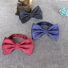 купить! Мужская и женская британская модная полосатая галстук-бабочка Сплошной цвет торжественный свадебны
