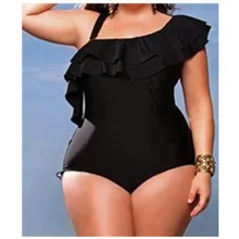 2018 new bikinis one shoulder swimwear plus 4xl women swimsuit flouncing bathing suits sexy lady swim beach maillot de bain