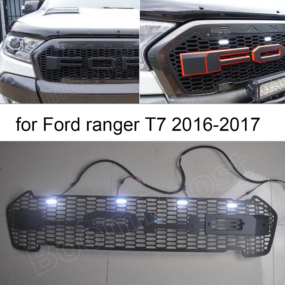 BoomBoost Led front Racing grill grille for Ford ranger T7 2016 2017