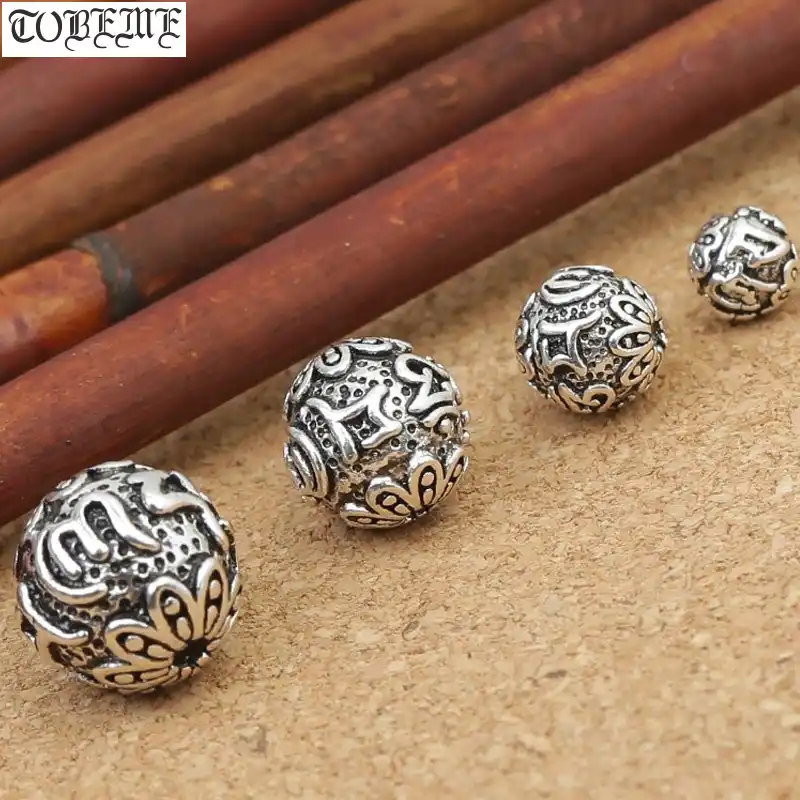 15Pcs Tibetan Silver Round Ball Spacer Beads Charms 7.5mm