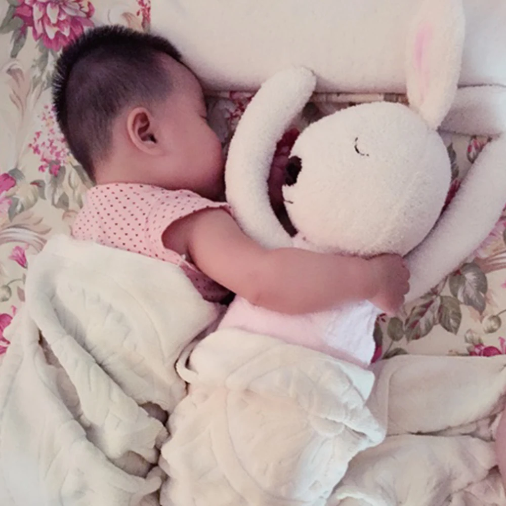 

4 Color Rabbit Soft Automotive Baby Sleep Pillow Baby Crib Foldable Baby Bed Car Seat Cushion Kids Portable Bedroom Bedding Set