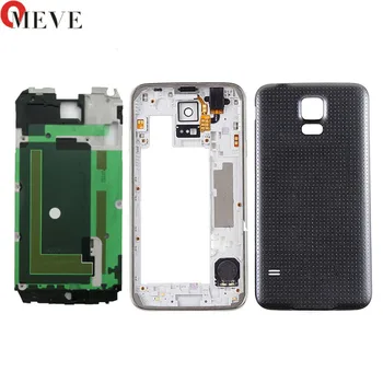 

New Full Housing Case Front Bezel+Middle Frame+Rubber Seal Back Cover Replacement Parts For Samsung S5 i9600 G900 G900