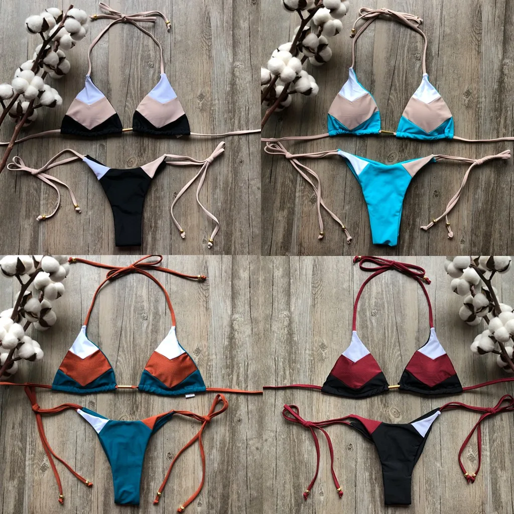 

2019 Fashion Bikini Set Women Tankini Sets With Boy Shorts Ladies Bikini Set Swimwear Push-Up Padded Bra Summer Swimming Suit 25
