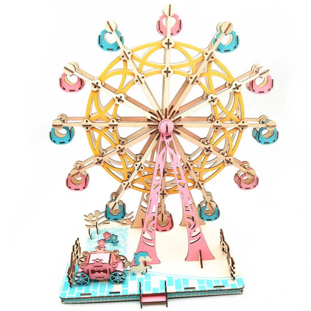 

Beauty DIY 3D Laser Cutting Wooden Ferris Wheel Puzzle Game Gift for Children Kids Model Building Kits Valentine's Day Birthday