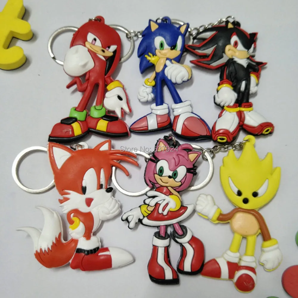 

New 6 Styles Tails Knuckles Shadow Amy Rose Rubber Keyring-CPPY