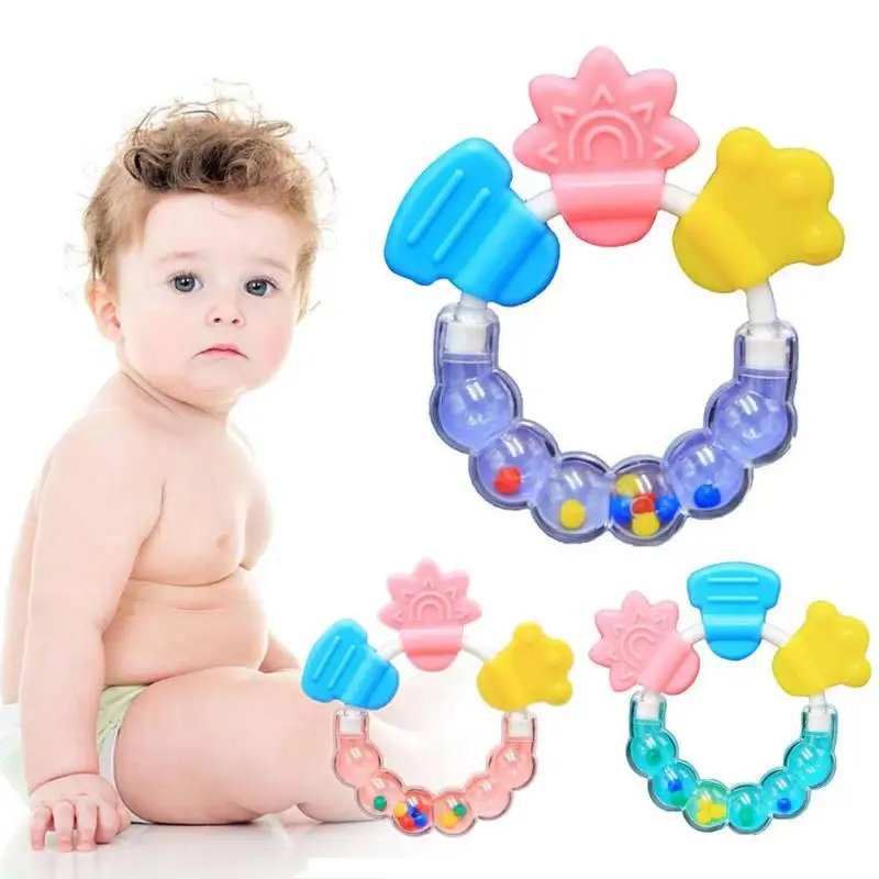 Baby Teether Necklace Silicone Teethers with Rattle Toys Teething Baby