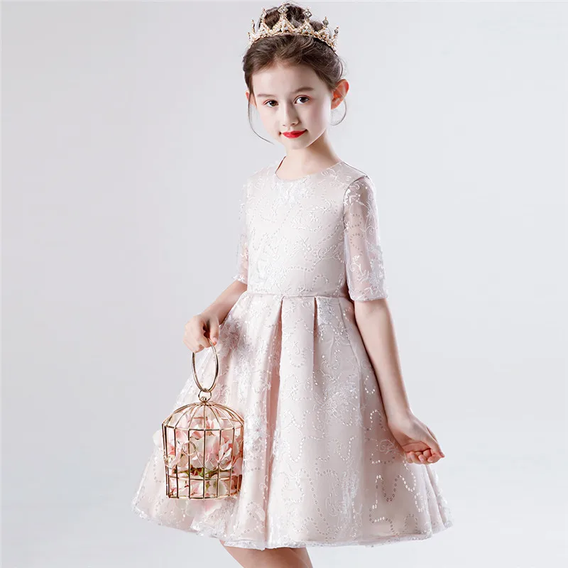 

Summer Spring Kids Toddler Short Sleeves Sweet Cute Birthday Wedding Party Princess Dress Little Girls Infant Host Tutu Dresses