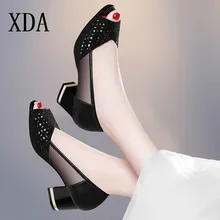 XDA/; летние женские босоножки; туфли-лодочки с открытым носком на высоком каблуке; женские босоножки; Офисная Женская обувь из органической кожи; zapatos mujer; D148