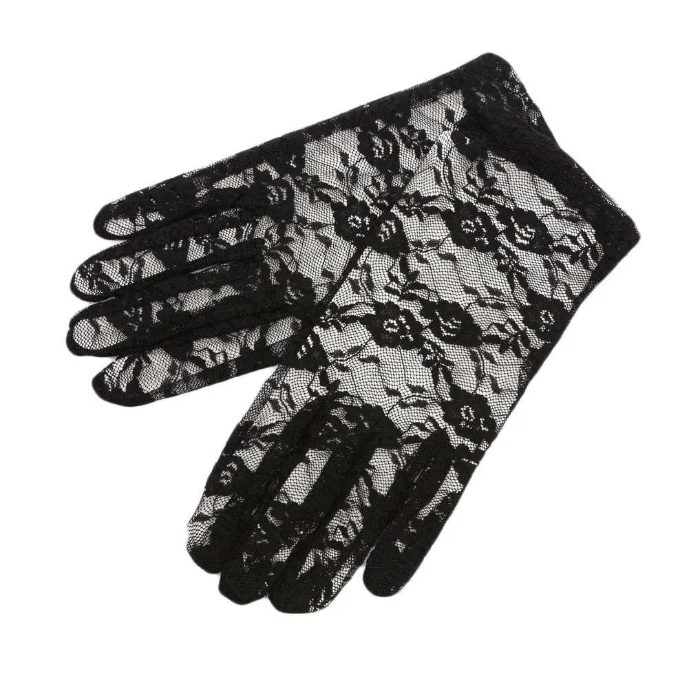 6 цветов,, женские кружевные открытые перчатки, аксессуары для защиты от солнца, противоскользящие кружевные перчатки с рисунком, GLV-0027