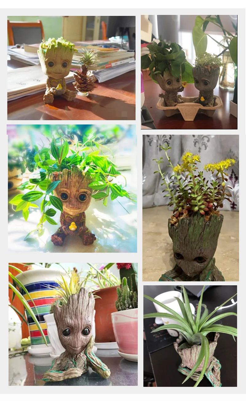 Flower Pot Creative Storage Crafts Cute Shape Children'S Toy Pencil Case Groot Flower Pot Pot Garden Planter Flower Pot