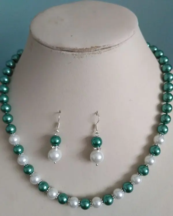 

FREE SHIPPING HOT sell new Style >>>> 8MM Dark green South Sea Shell Pearl necklace earrings set AAA Grade V16