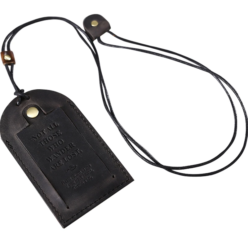 

Top Fashion Genuine Leather Business Credit Card Holder Tag Handmade Leather Cowhide Baggage Tag