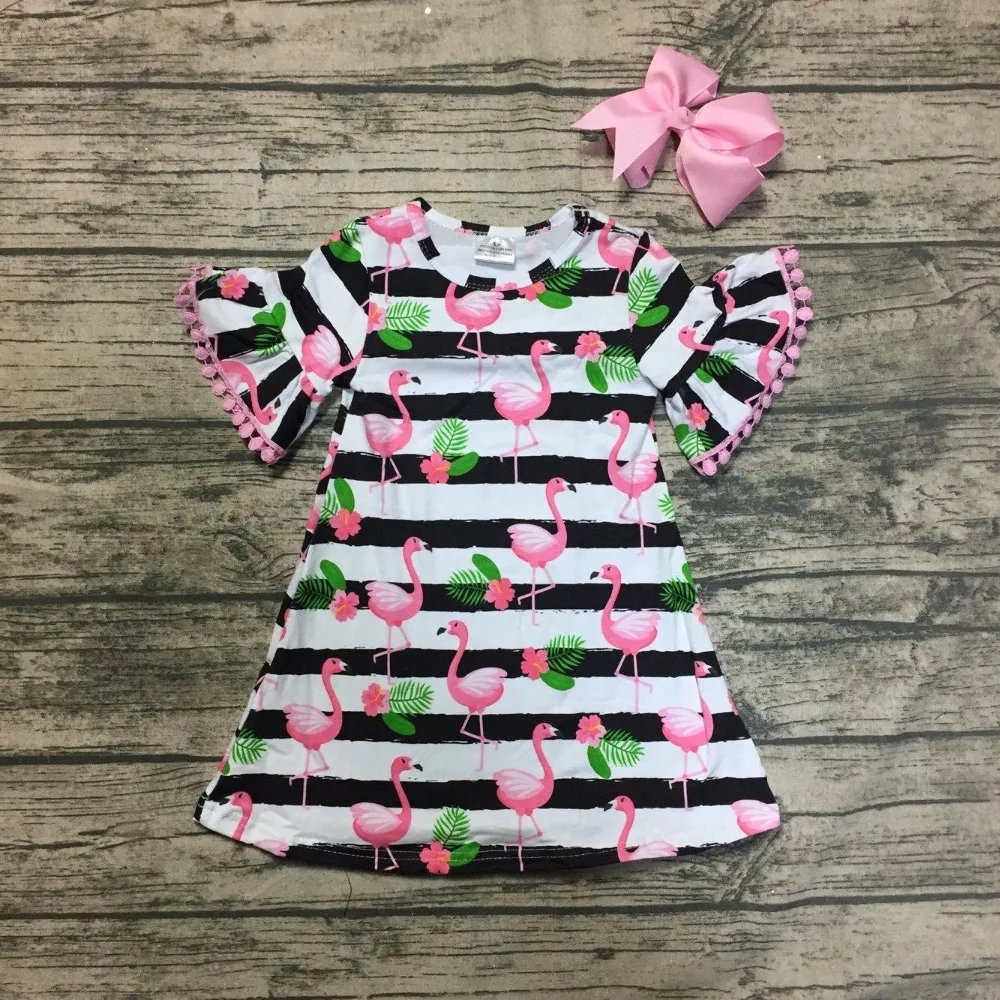 

Spring summer dress sequin baby girls summer flamingo dress children girls party dress with accessories