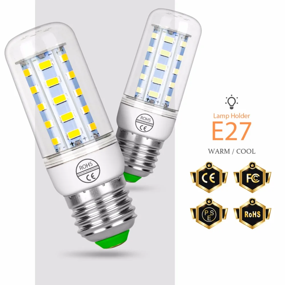 E14 светодиодные лампы E27 Светодиодная лампа 220 В Light 230 В 5730 SMD Ampolletas супер яркий свечки жизни номер 24 36 48 56 69 72leds