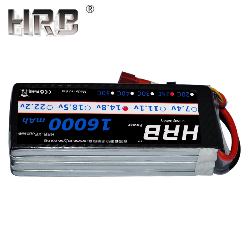 HRB 16000mAh литий-полимерный Батарея 7,4 V 11,1 V 14,8 V 18,5 V 22,2 V 25C T деканов квадрокоптера самолета вертолета RC Запчасти AKKU емкостью 2S 4S 5S 6S 3S