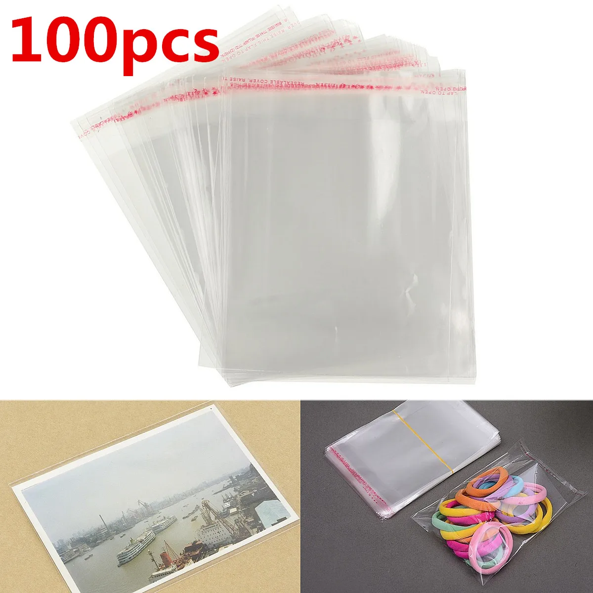 

100Pcs Clear Self Adhesive Cello Cellophane Bag Self Sealing Plastic Bags for Candy Wedding Birthday Party Bag Packaging Pouch