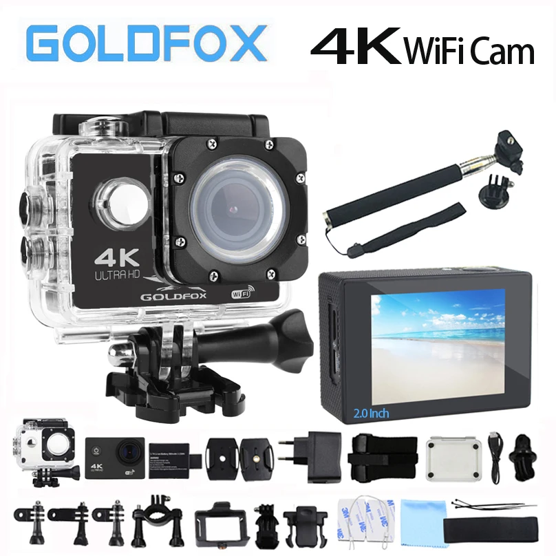 Goldfox H9 стильная Экшн-камера Ultra-HD 4K 170D Wifi Спортивная экшн-камера 30M Go Водонепроницаемая профессиональная велосипедная мини-камера DVR