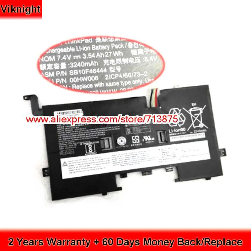 Genuine SB10F46444 Laptop Battery for Lenovo 00HW006 2ICP4/66/73-2 7.4V 3540mAh 27Wh photo