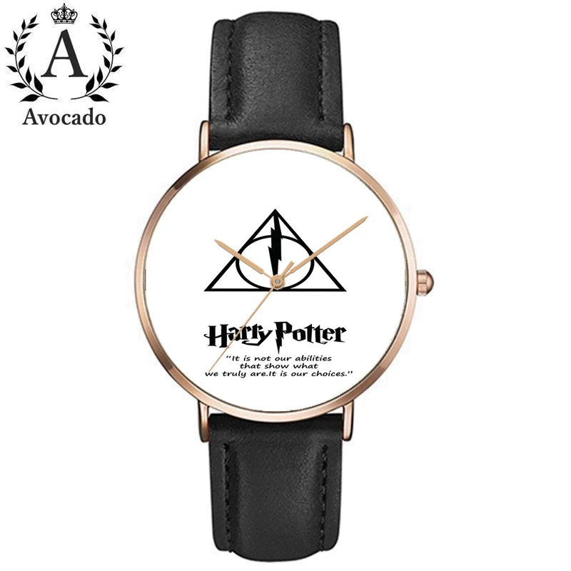 

Harry potter watch rose gold black strap quartz watch relogio feminino luxury brand men/women cartoon watches
