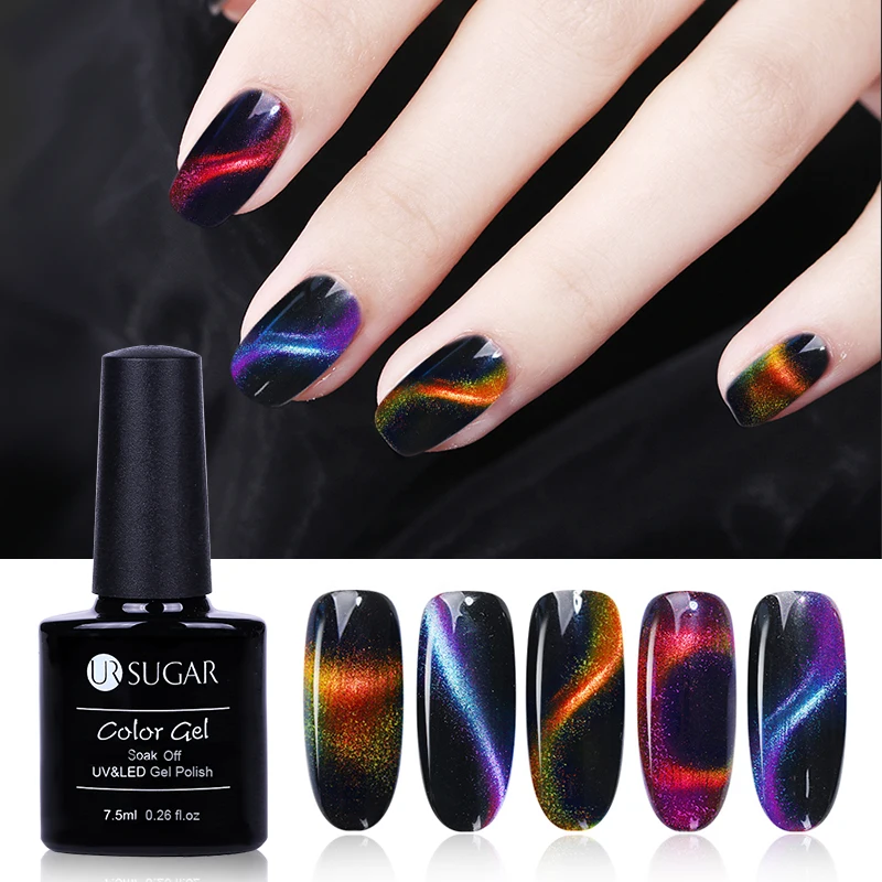 UR SUGAR 3D Flame Fire Red Cat Eye Gel Nail Polish Soak Off Magnetic Gel Varnish Glitter Gel Nail Art Magnet Lacquer UV LED Lamp