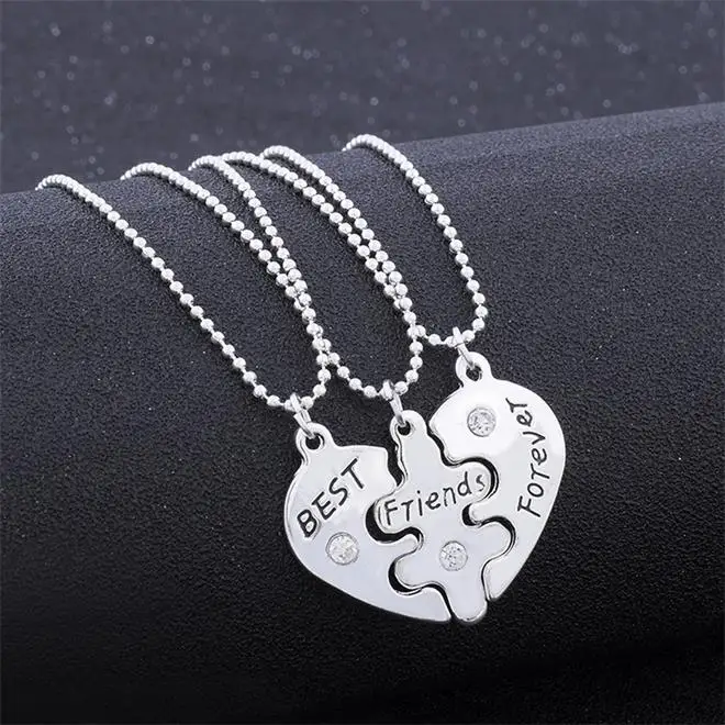 Fashion Hot Best Friends Necklace BFF Set Pendant Alloy Creative Birthday Gift Best friend Heart-shaped bff Couple necklace