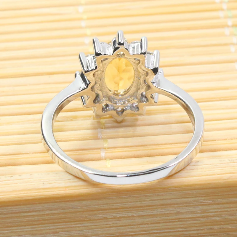 Классическое благородное Ювелирное кольцо принцессы Дианы подлинное желтое серебряное кольцо с хрусталем обручальное кольцо для женщин кольцо с натуральным топазом