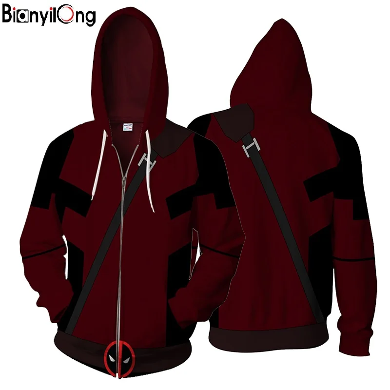 

2018 new deadpool 3D printed springtime new style American superhero Hoodies Zipper Outerwear casual hooded hoodies US size tops