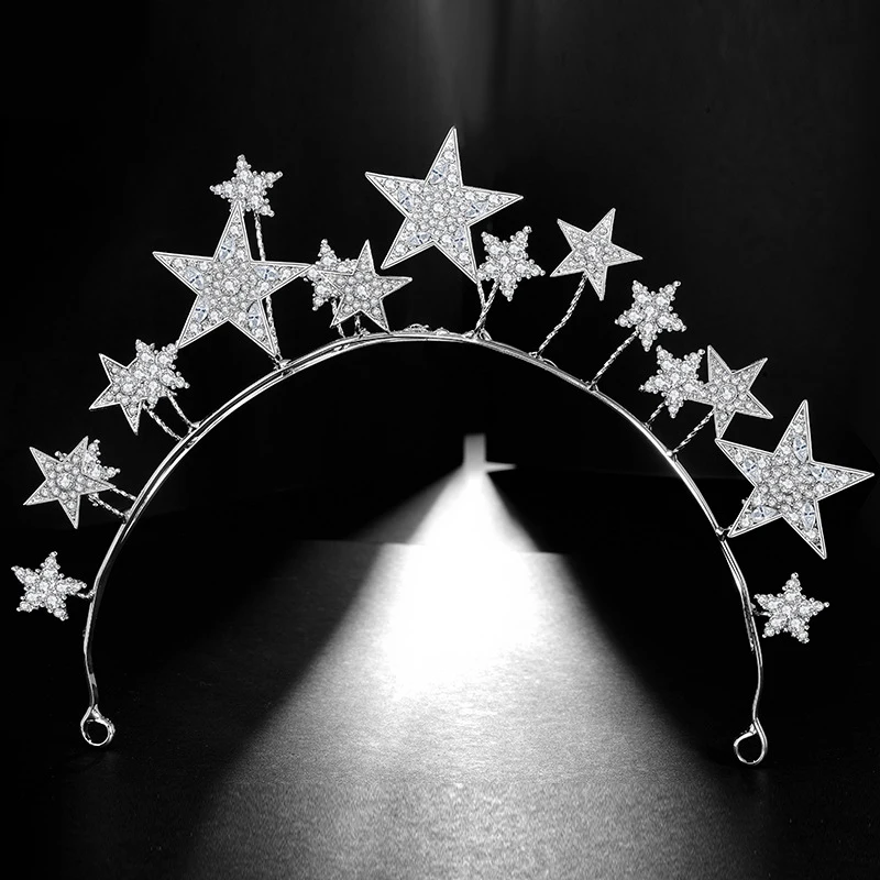 

Woodqiqi 2019 stars bridal crown headband wedding dress accessories crowns for brides hair decoration bridal