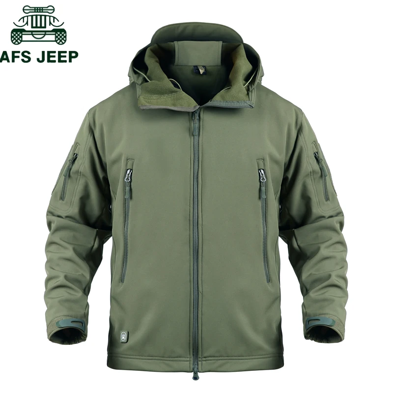 

AFS JEEP Military Camouflage Jacket Coat Men Plus Size 5XL Waterproof Soft Shell Tactical Jackets Mens Windbreaker Hunt Clothes