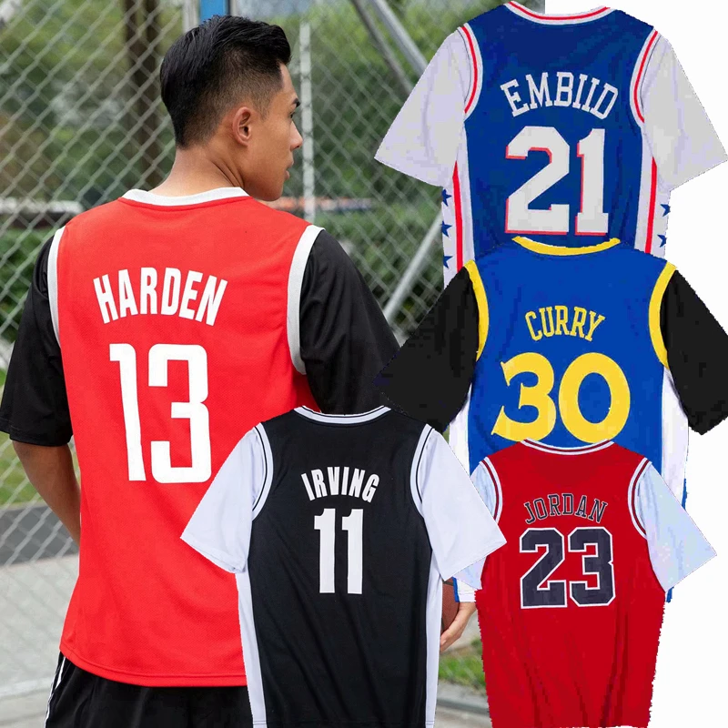 

Fashion IRVING Harden Jordan EMBIID CURRY Print Men T Shirt Summer Short sleeve Men Sports Comfortable hip hop T-shirt Tops