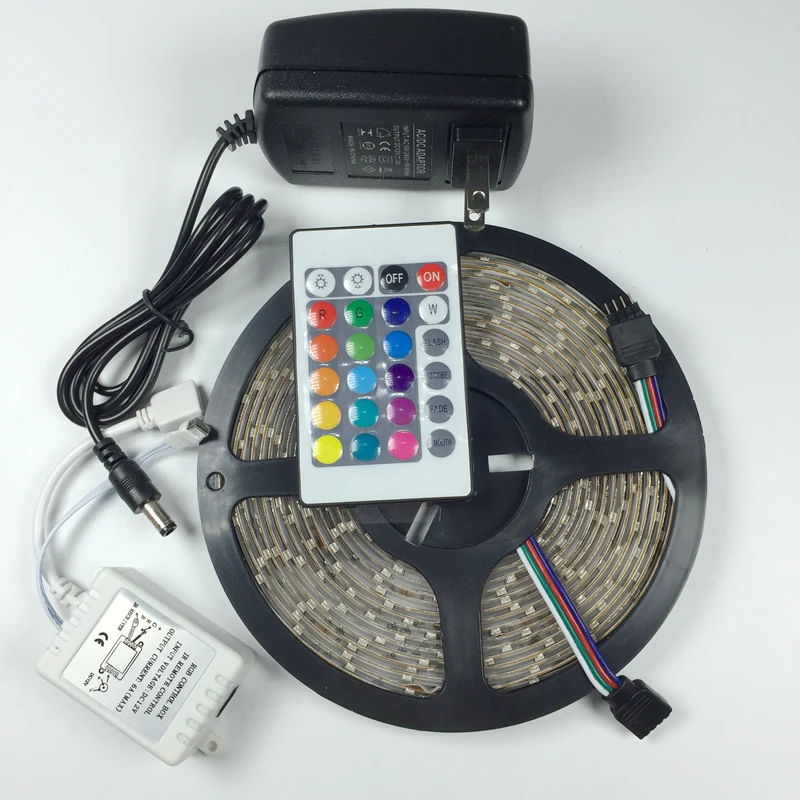 Светодиодная лента RGB 3528 SMD 300 60 светодиодов/м 24 ключа ИК контроллер адаптер