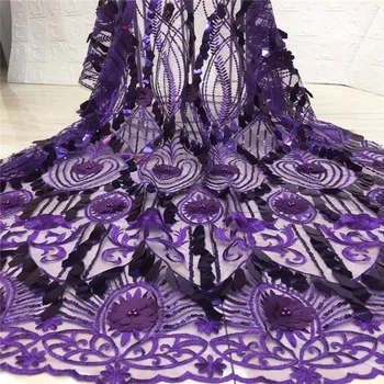 

Madison Purple African Lace Fabric 2019 High Quality Lace Material With Sequins French Nigerian Mesh Tulle Lace Fabric For Dress