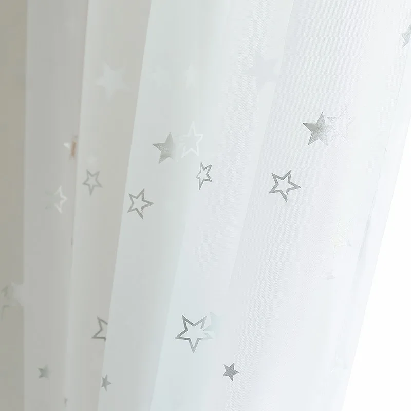 Световое Сверкающее серебро звезда белый прозрачный тюль для окон шторы для гостиной спальни современная пряжа для детской комнаты драпировка - Цвет: Белый