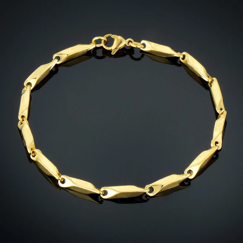 Men's Chain Link Bracelet Mens Stainless Steel Wholesale Gold Color