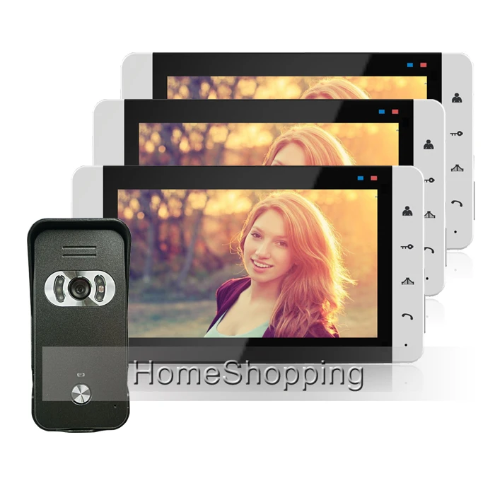 

FREE SHIP Home Security Wired 7" Color Video Door Phone Intercom System / Kit + Three White Monitors + 1 Outdoor Camera In Stock
