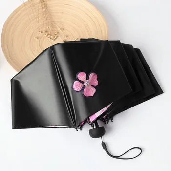 

Sun protection three folding Umbrella rain woman Sunscreen Lovely Waterproof Umbrellas Rain Female Parasol Gril paraguas male