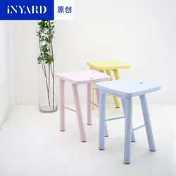 [Inyard оригинальные] Деревянный Табурет Bench комнаты Nordic простой модная обувь стул цвет синий желтый дизайн современный Ресторан мебели